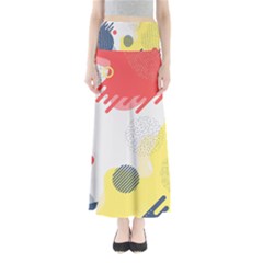 Red White Blue Retro Background, Retro Abstraction, Colored Retro Background Full Length Maxi Skirt by nateshop