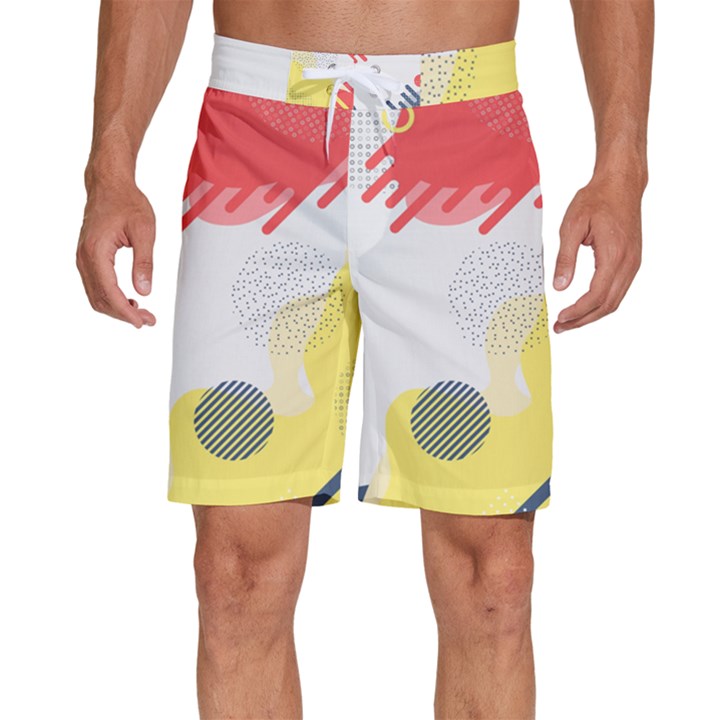 Red White Blue Retro Background, Retro Abstraction, Colored Retro Background Men s Beach Shorts