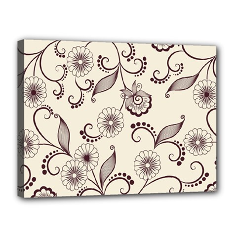 Retro Floral Texture, Light Brown Retro Background Canvas 16  X 12  (stretched) by nateshop