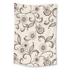 Retro Floral Texture, Light Brown Retro Background Large Tapestry by nateshop