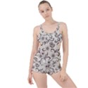 Retro Floral Texture, Light Brown Retro Background Boyleg Tankini Set  View1