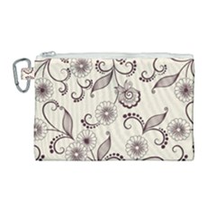 Retro Floral Texture, Light Brown Retro Background Canvas Cosmetic Bag (large) by nateshop