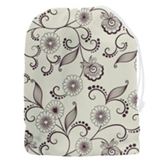 Retro Floral Texture, Light Brown Retro Background Drawstring Pouch (3xl) by nateshop