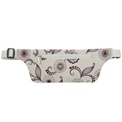 Retro Floral Texture, Light Brown Retro Background Active Waist Bag by nateshop