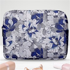 Retro Texture With Blue Flowers, Floral Retro Background, Floral Vintage Texture, White Background W Make Up Pouch (large) by nateshop