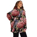 Retro Texture With Flowers, Black Background With Flowers Women s Ski and Snowboard Jacket View2