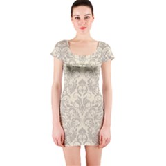 Retro Texture With Ornaments, Vintage Beige Background Short Sleeve Bodycon Dress by nateshop