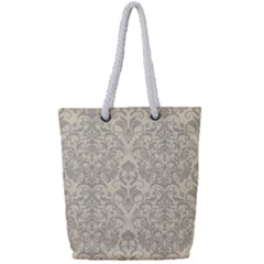 Retro Texture With Ornaments, Vintage Beige Background Full Print Rope Handle Tote (small) by nateshop