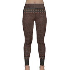 Black Leather Texture Leather Textures, Brown Leather Line Classic Yoga Leggings by nateshop