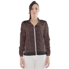 Black Leather Texture Leather Textures, Brown Leather Line Women s Windbreaker by nateshop