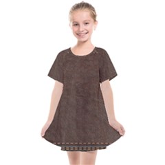 Black Leather Texture Leather Textures, Brown Leather Line Kids  Smock Dress by nateshop