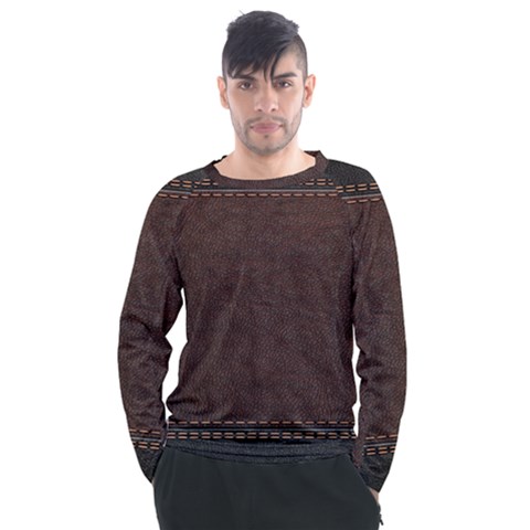 Black Leather Texture Leather Textures, Brown Leather Line Men s Long Sleeve Raglan T-shirt by nateshop