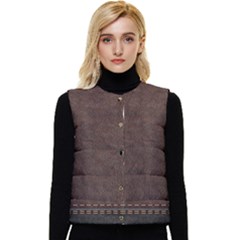 Black Leather Texture Leather Textures, Brown Leather Line Women s Button Up Puffer Vest by nateshop