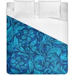 Blue Floral Pattern Texture, Floral Ornaments Texture Duvet Cover (california King Size) by nateshop