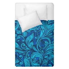 Blue Floral Pattern Texture, Floral Ornaments Texture Duvet Cover Double Side (single Size) by nateshop