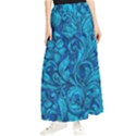 Blue Floral Pattern Texture, Floral Ornaments Texture Maxi Chiffon Skirt View1