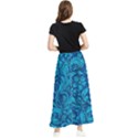 Blue Floral Pattern Texture, Floral Ornaments Texture Maxi Chiffon Skirt View2