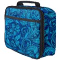 Blue Floral Pattern Texture, Floral Ornaments Texture Full Print Lunch Bag View4