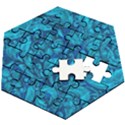 Blue Floral Pattern Texture, Floral Ornaments Texture Wooden Puzzle Hexagon View2