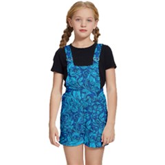 Blue Floral Pattern Texture, Floral Ornaments Texture Kids  Short Overalls by nateshop