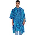 Blue Floral Pattern Texture, Floral Ornaments Texture Men s Hooded Rain Ponchos View1