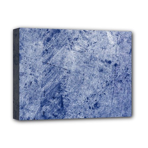 Blue Grunge Texture, Wall Texture, Blue Retro Background Deluxe Canvas 16  X 12  (stretched)  by nateshop