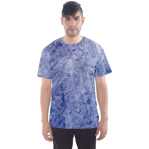 Blue Grunge Texture, Wall Texture, Blue Retro Background Men s Sport Mesh T-shirt by nateshop