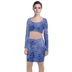 Blue Grunge Texture, Wall Texture, Blue Retro Background Top And Skirt Sets by nateshop