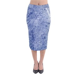 Blue Grunge Texture, Wall Texture, Blue Retro Background Velvet Midi Pencil Skirt by nateshop