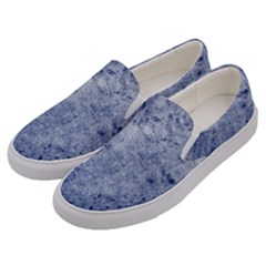 Blue Grunge Texture, Wall Texture, Blue Retro Background Men s Canvas Slip Ons by nateshop