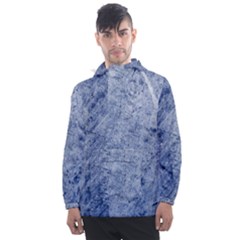 Blue Grunge Texture, Wall Texture, Blue Retro Background Men s Front Pocket Pullover Windbreaker by nateshop