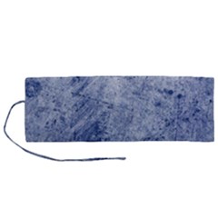 Blue Grunge Texture, Wall Texture, Blue Retro Background Roll Up Canvas Pencil Holder (m) by nateshop