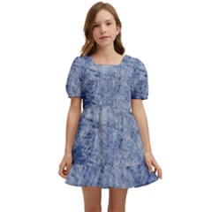 Blue Grunge Texture, Wall Texture, Blue Retro Background Kids  Short Sleeve Dolly Dress