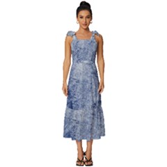 Blue Grunge Texture, Wall Texture, Blue Retro Background Tie-strap Tiered Midi Chiffon Dress by nateshop