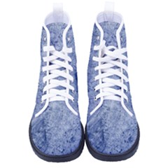 Blue Grunge Texture, Wall Texture, Blue Retro Background Kid s High-top Canvas Sneakers by nateshop