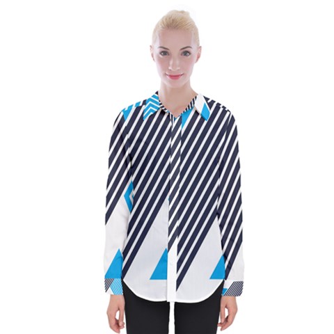 Blue Lines Background, Retro Backgrounds, Blue Womens Long Sleeve Shirt by nateshop