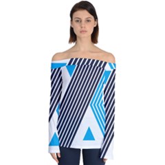 Blue Lines Background, Retro Backgrounds, Blue Off Shoulder Long Sleeve Top by nateshop