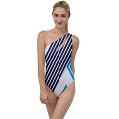 Blue Lines Background, Retro Backgrounds, Blue To One Side Swimsuit by nateshop