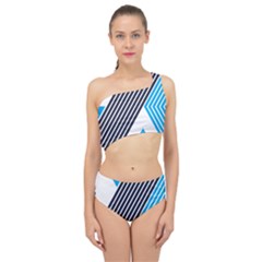 Blue Lines Background, Retro Backgrounds, Blue Spliced Up Two Piece Swimsuit by nateshop