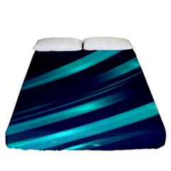 Blue Neon Lines, Blue Background, Abstract Background Fitted Sheet (california King Size) by nateshop