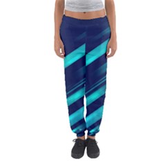 Blue Neon Lines, Blue Background, Abstract Background Women s Jogger Sweatpants by nateshop