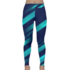 Blue Neon Lines, Blue Background, Abstract Background Classic Yoga Leggings by nateshop