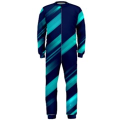 Blue Neon Lines, Blue Background, Abstract Background Onepiece Jumpsuit (men) by nateshop