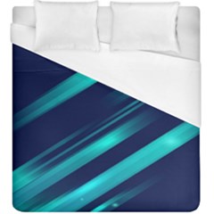 Blue Neon Lines, Blue Background, Abstract Background Duvet Cover (king Size) by nateshop