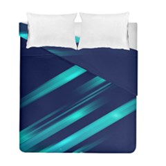 Blue Neon Lines, Blue Background, Abstract Background Duvet Cover Double Side (full/ Double Size) by nateshop