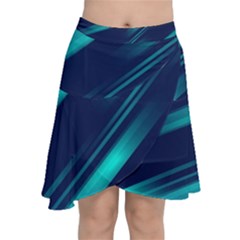 Blue Neon Lines, Blue Background, Abstract Background Chiffon Wrap Front Skirt by nateshop