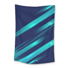 Blue Neon Lines, Blue Background, Abstract Background Small Tapestry by nateshop