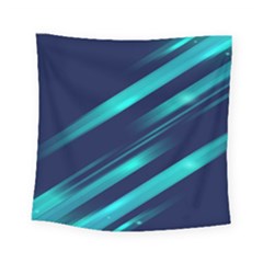 Blue Neon Lines, Blue Background, Abstract Background Square Tapestry (small) by nateshop