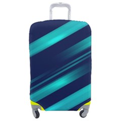 Blue Neon Lines, Blue Background, Abstract Background Luggage Cover (medium) by nateshop