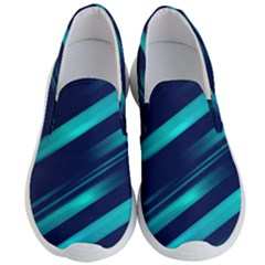 Blue Neon Lines, Blue Background, Abstract Background Men s Lightweight Slip Ons by nateshop